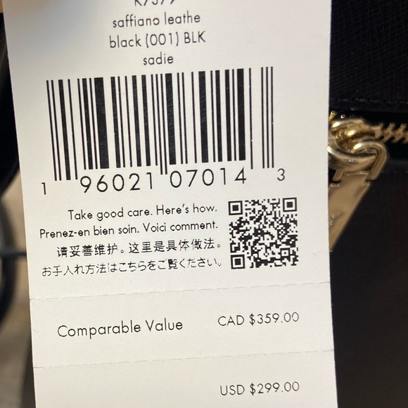 Kate Spade New York Black Sadie Crossbody Bag Saffiano Leather NWT - Picture 6 of 6